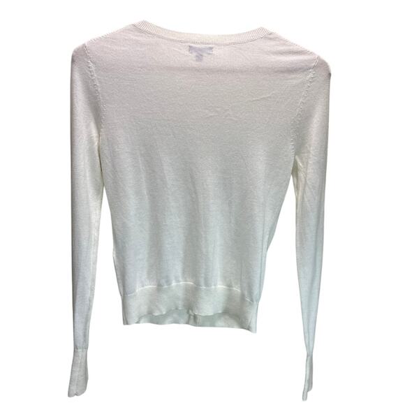 Express White Crew Neck Button Front Cropped Cardigan Women's Size Small - Picture 3 of 8